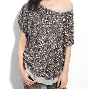 NWT Dolan Sequin Circle Silk Top Anthropologie